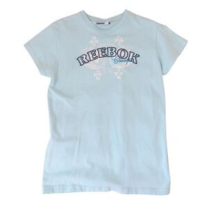 vintage reebok baby blue graphic tee size medium